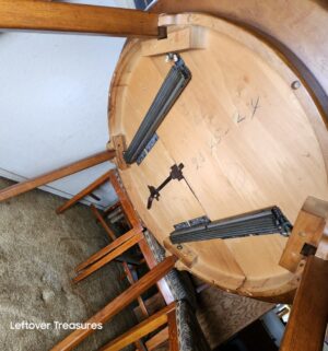 a48- Mid Century 4 Chair Dining Table. 1950s. Solid Wood w/ leaf. Great shape - Image 5