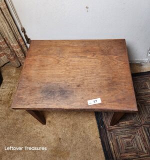 a57- Antique wooden accent table features a carved Greek key design apron - Image 2