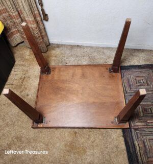 a57- Antique wooden accent table features a carved Greek key design apron - Image 3
