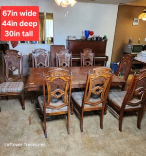 a63- Vintage Jessup Furn. Baroque Style Dining Table w/ cane style back chairs. Very Solid table - Image 1