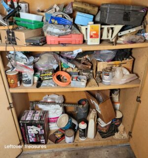 a97- contents of the cabinet. Various hardware, brass, copper, misc - Image 1