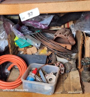 a97- contents of the cabinet. Various hardware, brass, copper, misc - Image 2