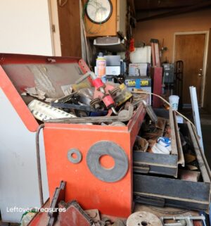 a105- Red Tool box w/ various tools - Image 3