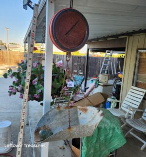 a156- antique produce scale. Yard art - Image 1