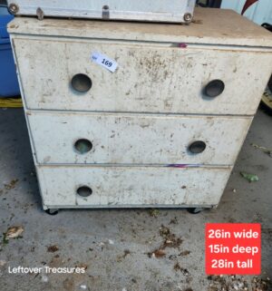 a169- rolling dresser w/ electrical items - Image 1