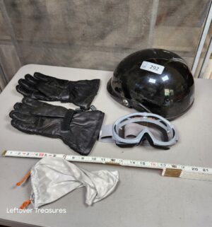 a292- riding helmet gloves, goggles - Image 1