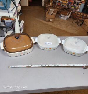 a316- vintage Corning Ware casserole dishes feature the Wildflower pattern - Image 1