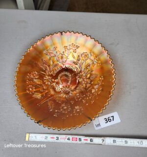 a367- antique Northwood carnival glass bowl in the Good Luck pattern - Image 1
