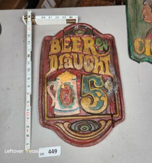 a449- 1970s saloon-style sign advertises Beer on Draught 5 cents - Image 1