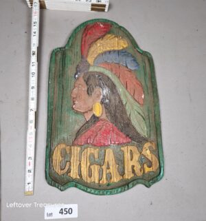 a450- 1970s Indian Cigars chalkware plaque - Image 1