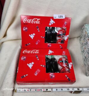 b125- Kurt Adler brand Christmas ornament gift sets feature iconic Coca-Cola branding