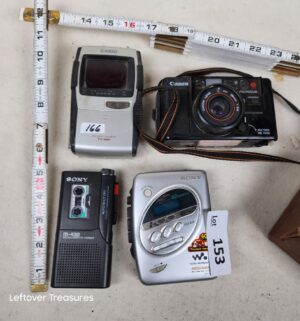 b153- portable tv, sony tape recorder cassette player, canon camera