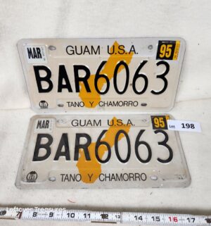 b198- Vintage Guam USA Matching License Plates.