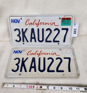 b199- Matching California License Plates. Sold As Novelty