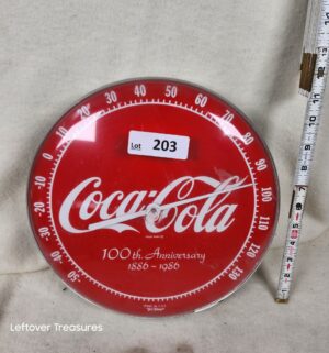b203- Coca-Cola round wall thermometer 100th anniversary