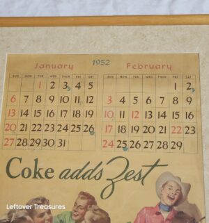 b227- 1952 Coca-Cola calendar Coke adds Zest marketing slogan - Image 2