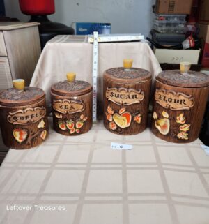 c6- vintage Treasure Craft canister set