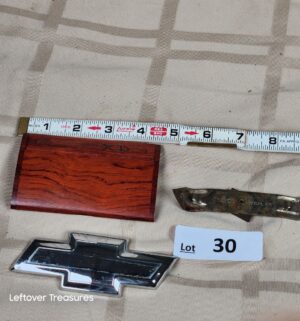 c30- Chevy Emblem, wooden card holder, bottle opener