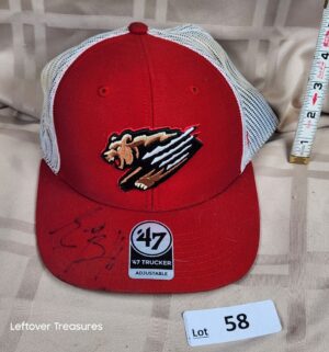 c58- Fresno Grizzlies 47 Trucker Hat. Player Signed