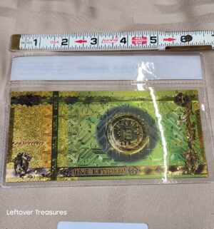 c113- One Bitcoin 24K Gold Plated Foil Banknote Collectors Bill Non-currency Replica Art Collection - Image 5