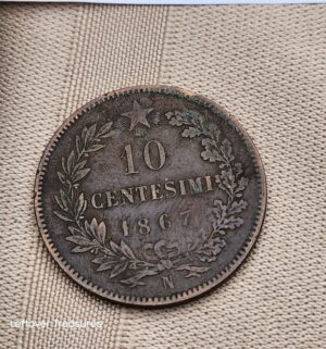 c128- Italian 10 Centesimi coin from 1867