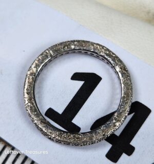 c147- antique 925 silver ring w/ cz stone eternity band - Image 3