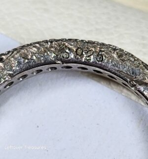 c147- antique 925 silver ring w/ cz stone eternity band - Image 4