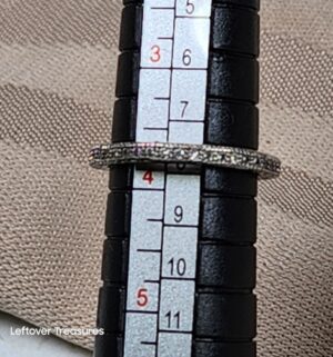 c147- antique 925 silver ring w/ cz stone eternity band - Image 5