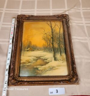 d3- antique winter landscape print simliar to artists like James Walter Gozzard or William Thompson.