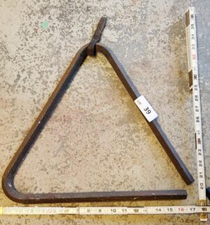 d39- antique hand-forged iron dinner triangle