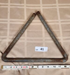 d41- antique hand-forged iron dinner triangle