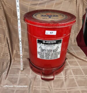 d47- red Justrite Oily Waste Can - Image 1