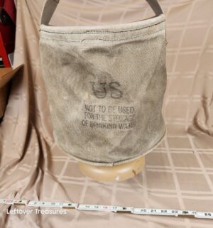 d64- vintage US Military collapsible canvas shower bucket