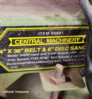 d116- Central Machinery 4 x 36 belt and 6 disc sander - Image 3