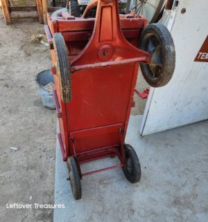 d140- vintage red Radio Flyer Town & Country wood panel pull wagon - Image 5