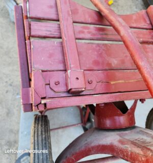 d140- vintage red Radio Flyer Town & Country wood panel pull wagon - Image 6