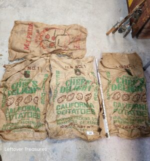 d160- burlap potato sacks from the Belridge Packing Company in Bakersfield