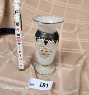 d181- antique handpainted glass vase