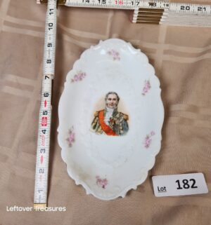 d182- antique PM&M Bavaria porcelain tray features a portrait of Marshal Lefebvre