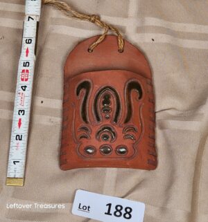 d188- vintage wall art pottery. Signed BARB