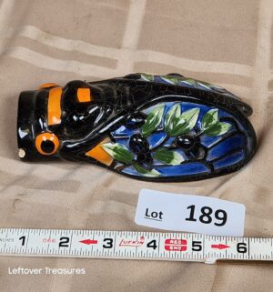 d189- French vintage small ceramic cicada planter - Image 1