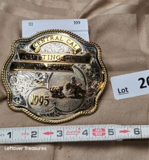 d207- sterling silver overlay belt buckle from the 1995 Central California Cutting Club