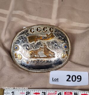 d209- vintage rodeo calf roping trophy belt buckle