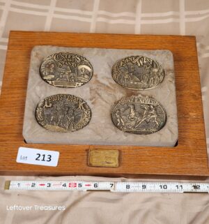 d213- Vintage 1981 The Taming West Belt Buckle Set by Award Design Medals