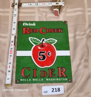 d218- Drink Red Cheek Cider Tin Reproduction Sign - Image 1